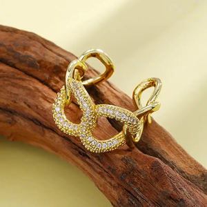 Anillo Ajustable Abierto con Cadena de Diamantes Interconectados Certificados por IGI, Símbolo de Ocho, Diamante de Laboratorio en Oro Puro de 14K - Product Image 4