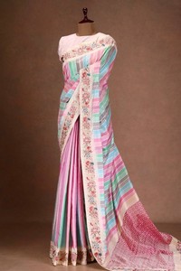 Dernier sari en soie pure viscose avec tissage lourd Minakari pour fêtes formelles - Product Image 2