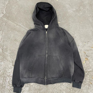 Sweat-shirt streetwear OEM en coton French Terry, délavé à l'acide, vintage, logo personnalisé, surdimensionné, délavé à la pierre, délavé au soleil, effet usé - Product Image 1