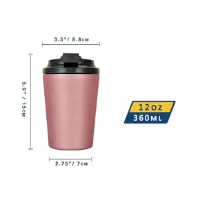 Tasse à café de voyage étanche en acier inoxydable de 12oz 360ml avec couvercle - Product Image 2
