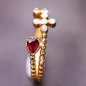 Bague de fiançailles en argent sterling 925 faite à la main avec pierre de mariage en diamant rubis rose poire du type de bijoux du vendeur indien - Product Image 2