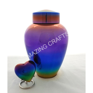 Metal Urns Exporter Aluminum Cremation Urn <b>Purple</b> Cremation Urn for Ashes – Metal Funeral Urn with <b>Velvet</b> Bag - Product Image 1