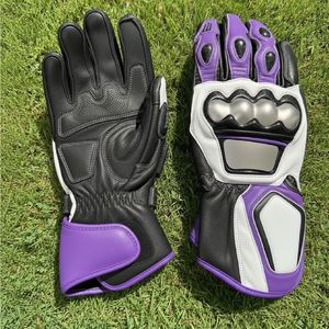 Gants de moto en cuir, gants de course, gants de protection pour motard, doigts entiers, demi-doigts, imperméables - Product Image 3