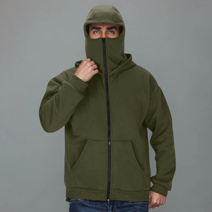 Sweat à capuche brodé lourd personnalisé pour hommes Sweat-shirt en coton uni à épaules tombantes sans ficelle pour l'hiver - Product Image 4