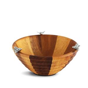 Bol de service rond en bois de grande taille en laiton AK en couleur bois naturel à bas prix pour les accents d'hôtellerie/ustensiles de cuisine - Product Image 6