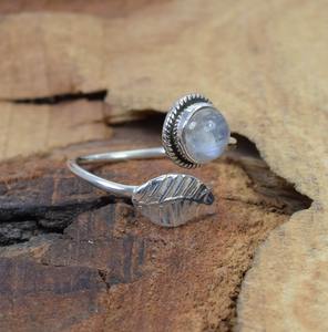 Bijoux pour femmes Bague en argent style bohème Bijoux en argent sterling 925 Pierre de lune Pierre précieuse Tendance Bague faite main Cadeau pour l'amour - Product Image 4