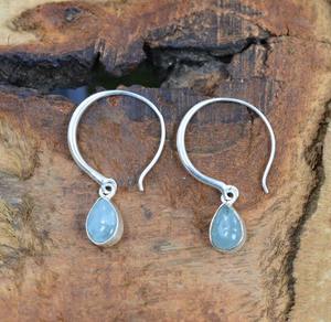 เครื่องประดับสำหรับผู้หญิงต่างหูเงินสไตล์ Boho 925เครื่องประดับเงินสเตอร์ลิงพลอยอความารีนของขวัญต่างหูแฮนด์เมด - Product Image 4