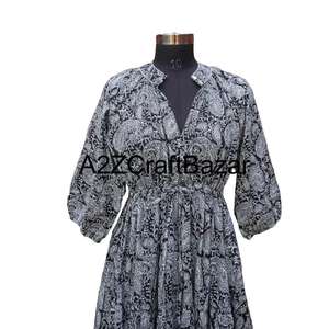 Robe mi-longue florale vintage coréenne Himanshi, coton écologique respirant, coupe confortable, facile à assortir, à porter au quotidien, différentes tailles - Product Image 3