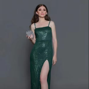 Emily Modern Floral Green Gown Vestido sin mangas Casual Club Dress para adultos Spandex Maternidad Back Logo - Product Image 1