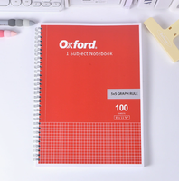 Carnet de notes à spirale pour étudiants américains, 100 feuilles A4, pages intérieures à petits carreaux, idéal pour l'étude