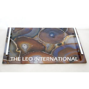 Plateau de service en aluminium, métal, forme rectangulaire, fini doré Plateau décoratif de luxe fait main pour la maison - Product Image 5