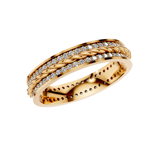 14K oro sólido IGI certificado laboratorio cultivado diamante punta cuerda diseño eternidad banda anillo elegante estilo trenzado joyería fina para boda - Product Image 1