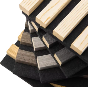 Panneaux acoustiques en MDF naturel, panneaux muraux décoratifs en lattes de bois pour tête de lit, noyau en pin, feutre polyester pour panneau de cinéma pour animaux de compagnie - Product Image 1