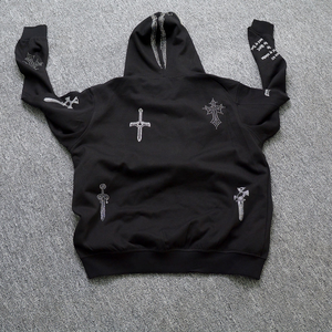 Sweat à capuche zippé Y2K pour homme personnalisé, 100 % coton, tissu en molleton français lourd, tissé uni, surdimensionné, impression 3D en relief, style visage complet - Product Image 2