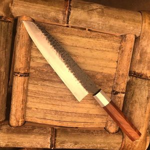 มีดเชฟเหล็กดามัสกัสพร้อมด้ามจับไม้ทำจากหนังวัว - Product Image 6