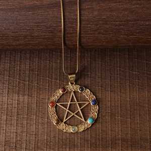 Fashionable <b>Pentagram</b> <b>Necklaces</b> Gothic Brass Pendant for Women 18k Gold Plated Boho Celestial Star Design for Wholesale/OEM/ODM - Product Image 1