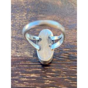 Navajo Made Multi-Stone Geometric Pattern <b>Ring</b> Coral <b>Opal</b> Rhodium Plated Sterling <b>Silver</b> Inlay Size 7 Perfect Gift Platinum Main - Product Image 5