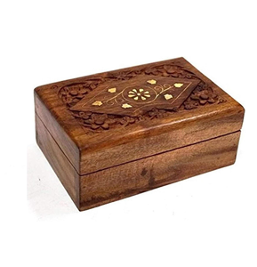 Boîte de rangement à bijoux en bois de sheesham avec incrustations en laiton massif faites à la main, organisateur de bibelots en bois avec design d'incrustation polyvalent - Product Image 3