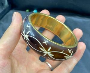 Brazalete ancho de diseñador floral de latón puro 100% hecho a mano, brazalete ajustable, Regalo para mamá - Product Image 4