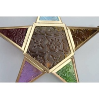 Support de bougie chauffe-plat marocain en verre floral coloré avec cadre en métal doré, fait main, durable, pour Noël et Pâques, vente en gros