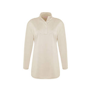 Sudadera de Punto con Cuello Alto Beige para Mujer - Product Image 1