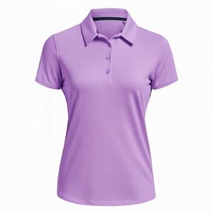 Women's <b>Purple</b> Short Sleeve <b>Polo</b> <b>Shirt</b> Solid Color Knitted 100% Polyester Casual Wear - Product Image 4