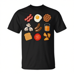Camiseta con estampado digital de desayuno inglés completo, unisex para adultos, manga corta, cuello redondo, promocional - Product Image 2