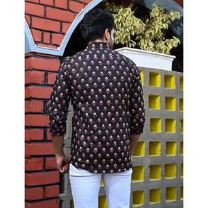 Chemise décontractée pour homme en coton imprimé à manches longues, motifs floraux et à pois sur tissus popeline et oxford, fabrication ODM - Product Image 5