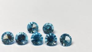 Topacio azul cielo de Grado Superior corte óptico 12mm corte cóncavo redondo piedras preciosas sueltas venta al por mayor Buff Top gemas de Topacio azul para joyería - Product Image 3