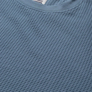 T-shirt en tricot à manches longues pour homme, col rond, couleur unie, respirant, coupe ajustée, vêtements décontractés, bleu - Product Image 6