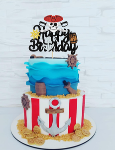 Décoration de gâteau d'anniversaire Pirate Halloween Pirate Party avec thème nautique et chasse au trésor pour les fournitures de fête d'enfants - Product Image 5