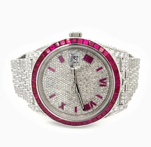 Reloj Deportivo Analógico de Lujo, Estilo Hip Hop, Joyería Fina, Hecho a Mano con Diamantes Moissanite de Alta Calidad, Unisex, Acero Inoxidable y Cuero, a la Moda - Product Image 4