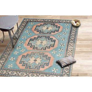 Alfombra con Estampado de Patrones Geométricos, Decoración Azul Azteca Navajo Turca para Casa de Campo, Alfombra Suave con Pelo Largo - Product Image 2