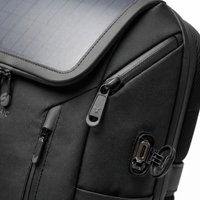 Sac à dos pour ordinateur portable en polyester à chargement solaire avec port USB et fermeture éclair, grande capacité, pour voyages d'affaires, pour hommes