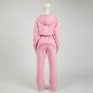 Sweat-shirts courts délavés à l'acide marron et rose pour femmes, sweat-shirt ample délavé et jogging, ensembles de survêtement pour femmes - Product Image 2