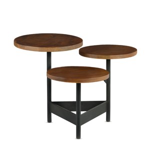 โต๊ะข้างโซฟาตกแต่ง,โครงเหล็กเคลือบผงสีดำโต๊ะข้างโซฟาไม้3ชั้นงานหัตถกรรมโลหะอินเดีย - Product Image 2