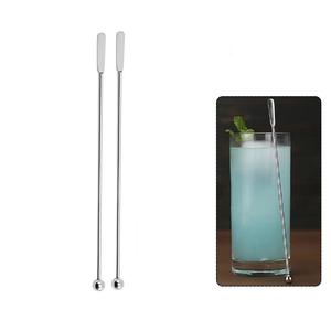 Cuchara Mezcladora de Cócteles Profesional de Acero Inoxidable, Extremo Plano, Mango de Bola Equilibrado, Agitación Suave, para Uso en el Hogar y por Bartenders - Product Image 2