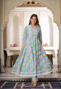 Georgette Anarkali con trabajo de bordado de plata Jari para el yugo Bordado de hilo fino que parece rico y elegante un perfecto - Product Image 6