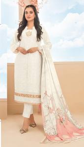 Salwar Kameez Formal para Mujer en Algodón Cambray Puro con Bordado Multihilo de Lentejuelas de 3mm, Secado Rápido, Semi-Confeccionado - Product Image 4