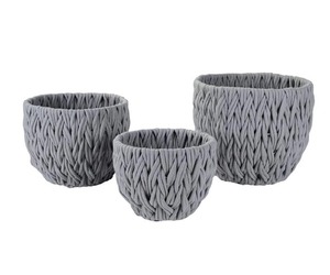 Set Of 3 <b>Grey</b> Macrame <b>Baskets</b> <b>For</b> Table Decor Kitchen <b>Storage</b> Makeup Room Organisation And Studio Essential Wholesale From India - Product Image 3