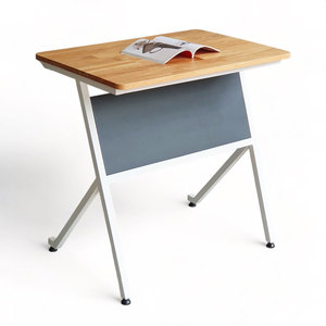 Bureau professeur/élève 70x50cm avec plateau en bois d'hévéa et pieds en métal thermolaqué PSD032 - Product Image 1