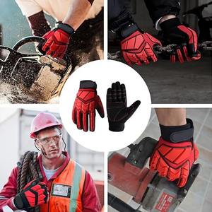 ถุงมือช่างป้องกันการสั่นสะเทือนและทนต่อแรงกระแทกหนังแท้สำหรับงานหนัก - Product Image 4