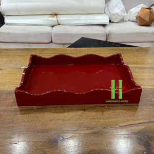 2025 bandeja de servicio redonda de laca hecha a mano de alta calidad platos OEM ecológicos Decoración de mesa buen precio fábrica de Vietnam - Product Image 2