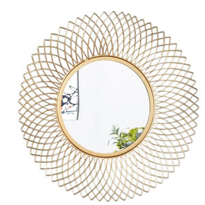 Décoration de la maison miroir mural art mural tourbillon rond métal fer or miroir parfait pour le salon chambre décor à bon prix - Product Image 6