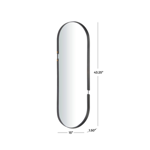 Modern Luxury Vintage/Antique Styled Oval Wall Mirror Black <b>Metal</b> <b>Framed</b> Wholesale Price Bulk Supplies Made of Glass - Product Image 5