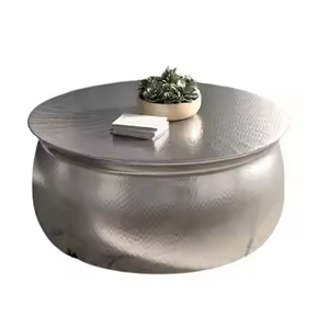 Azora Industries Mobilier de salon Table basse traditionnelle en aluminium de forme ronde de taille moyenne - Product Image 2