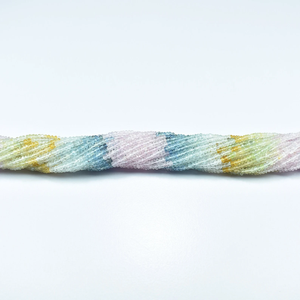 Perles rondes multifacettées en aquamarine faites à la main, 2,5 mm, pierre précieuse naturelle, brin de 13 pouces, fournitures pour la fabrication de bijoux - Product Image 1