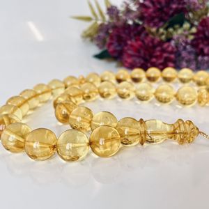 Perles de prière en ambre de couleur jaune clair, Tesbih en ambre - Product Image 4