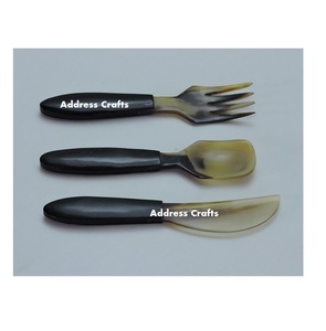 Ustensiles de cuisine de style vintage, ensemble de couverts, couteau et cuillère à beurre durables en corne de buffle naturelle - Product Image 4