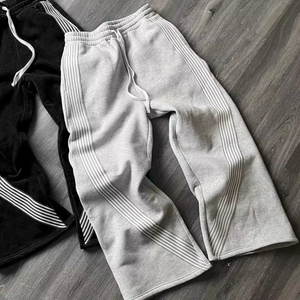 Pantalon de jogging en toile noir pour homme, coupe large, taille élastique, anti-plis, séchage rapide, respirant, écologique, décontracté, pour l'été - Product Image 1